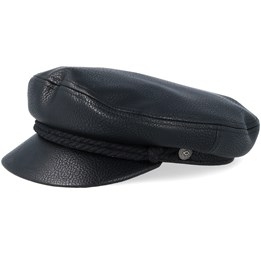 Fiddler Vegan Leather Black Flat Cap 