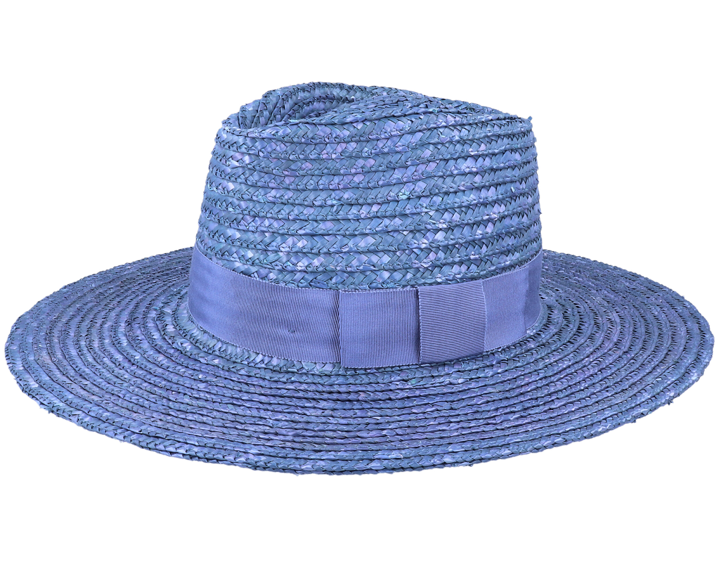 a blue straw hat