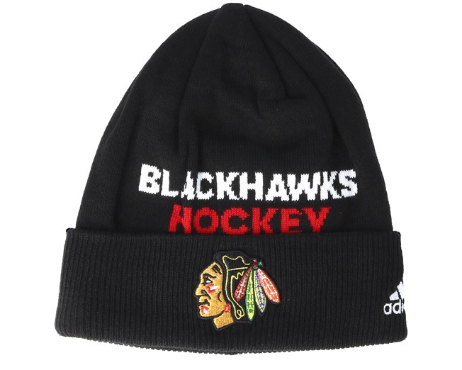 Chicago Blackhawks Locker Room Cuffed Black Beanie Adidas