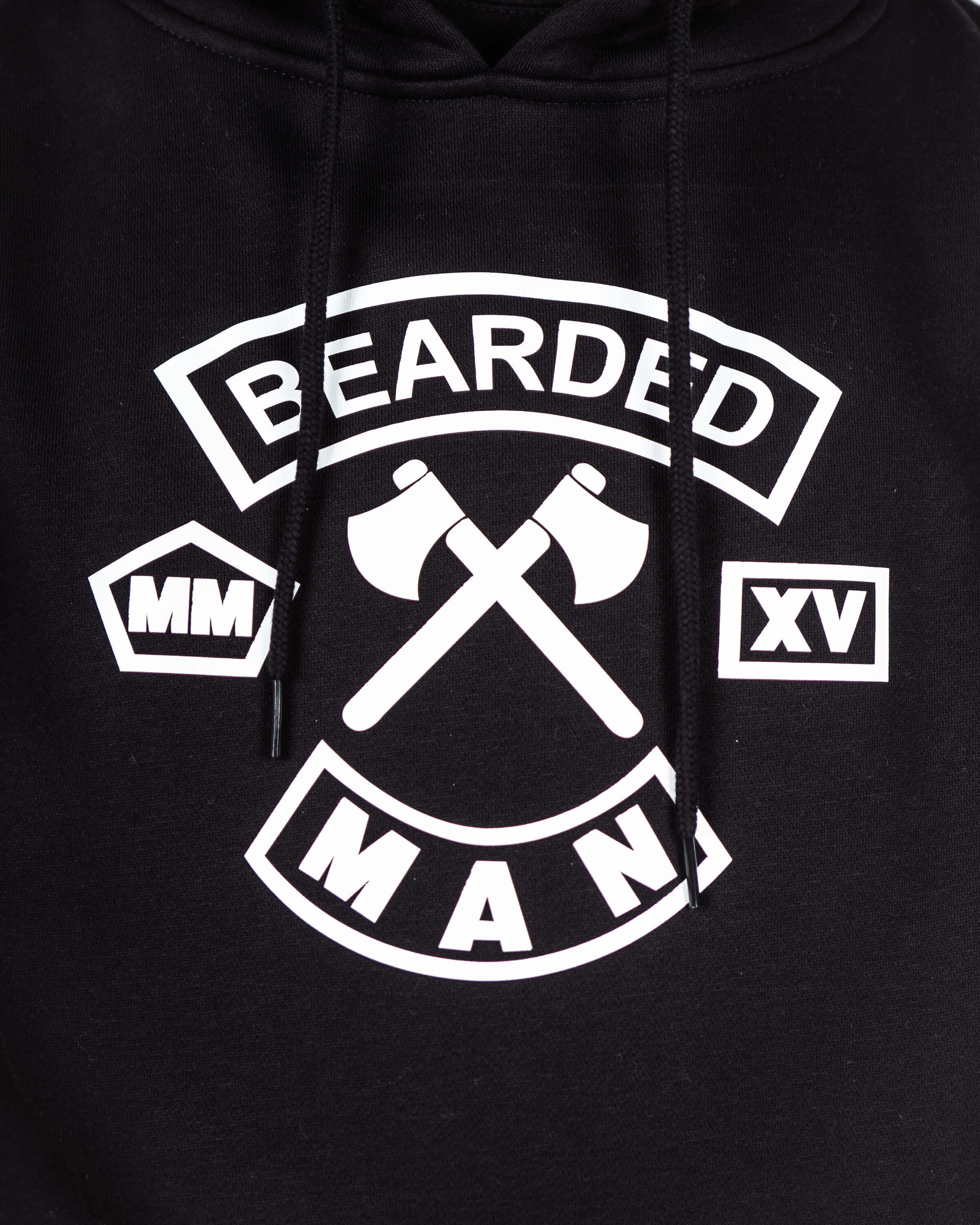 MC Patch Front Black/White Hoodie Bearded Man hoodie Bearded Man
