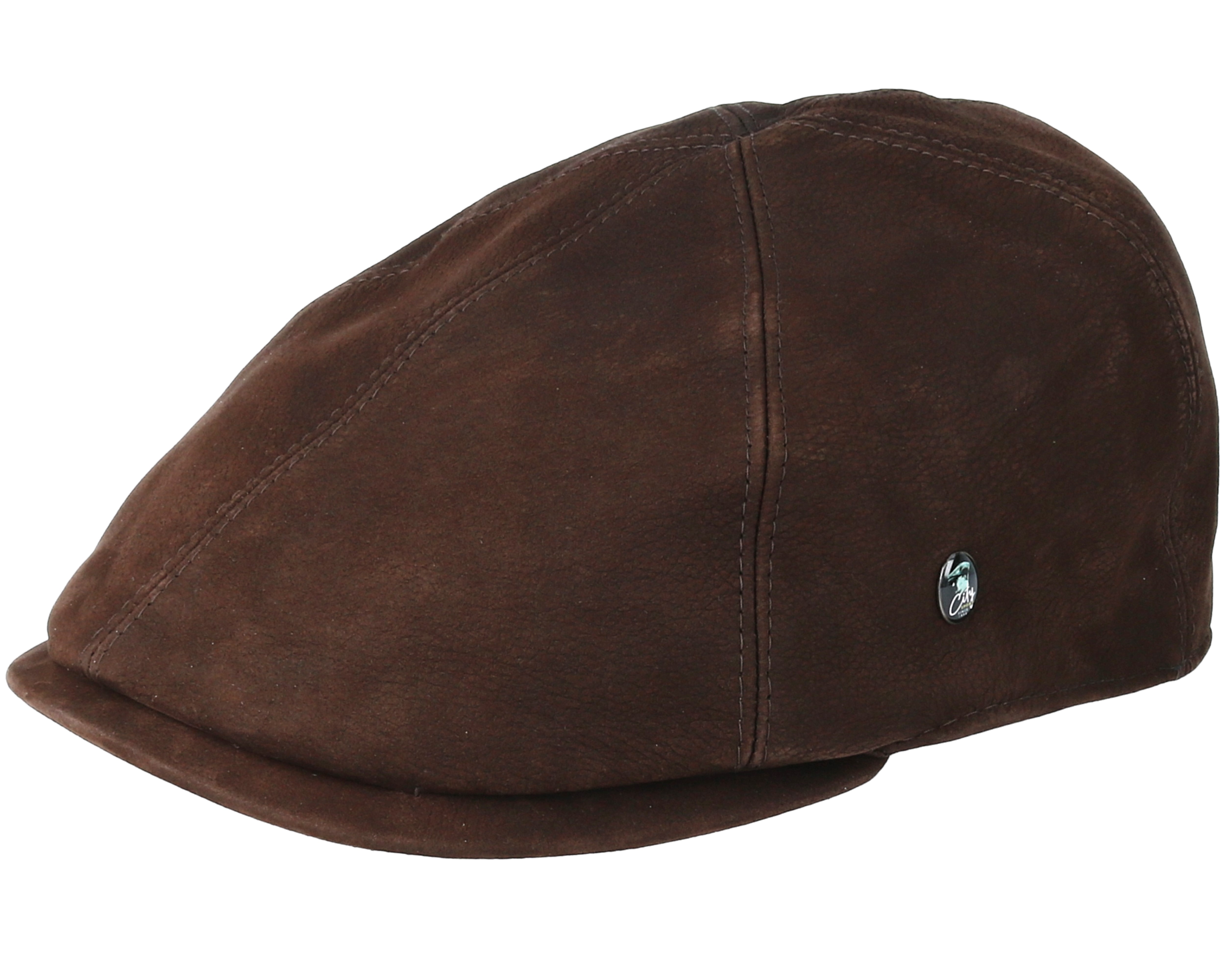 Leather Sixpence Brown Flat Cap - City Sport caps - Hatstore.no
