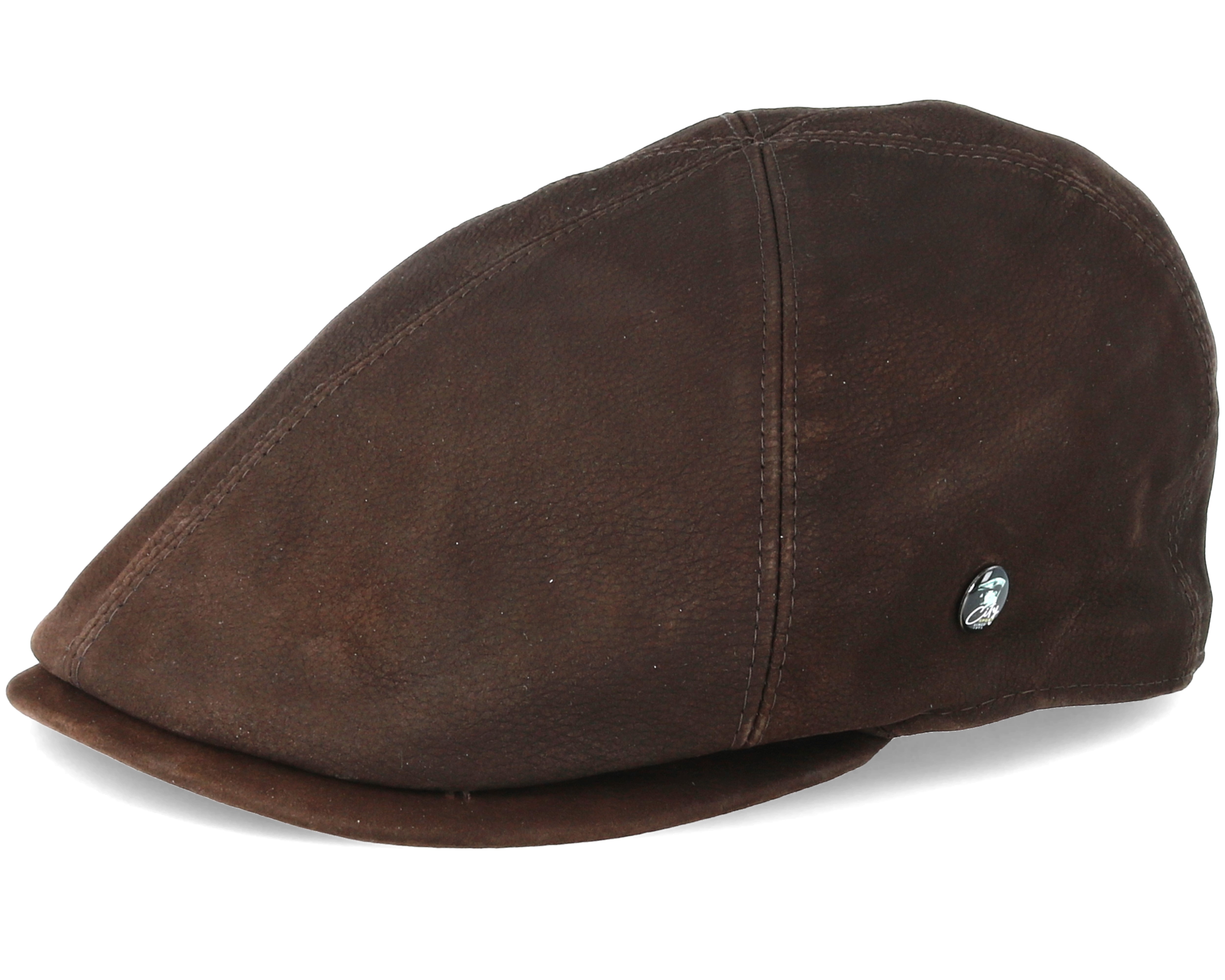 Leather Brown Flat Cap - City Sport caps - Hatstoreworld.com