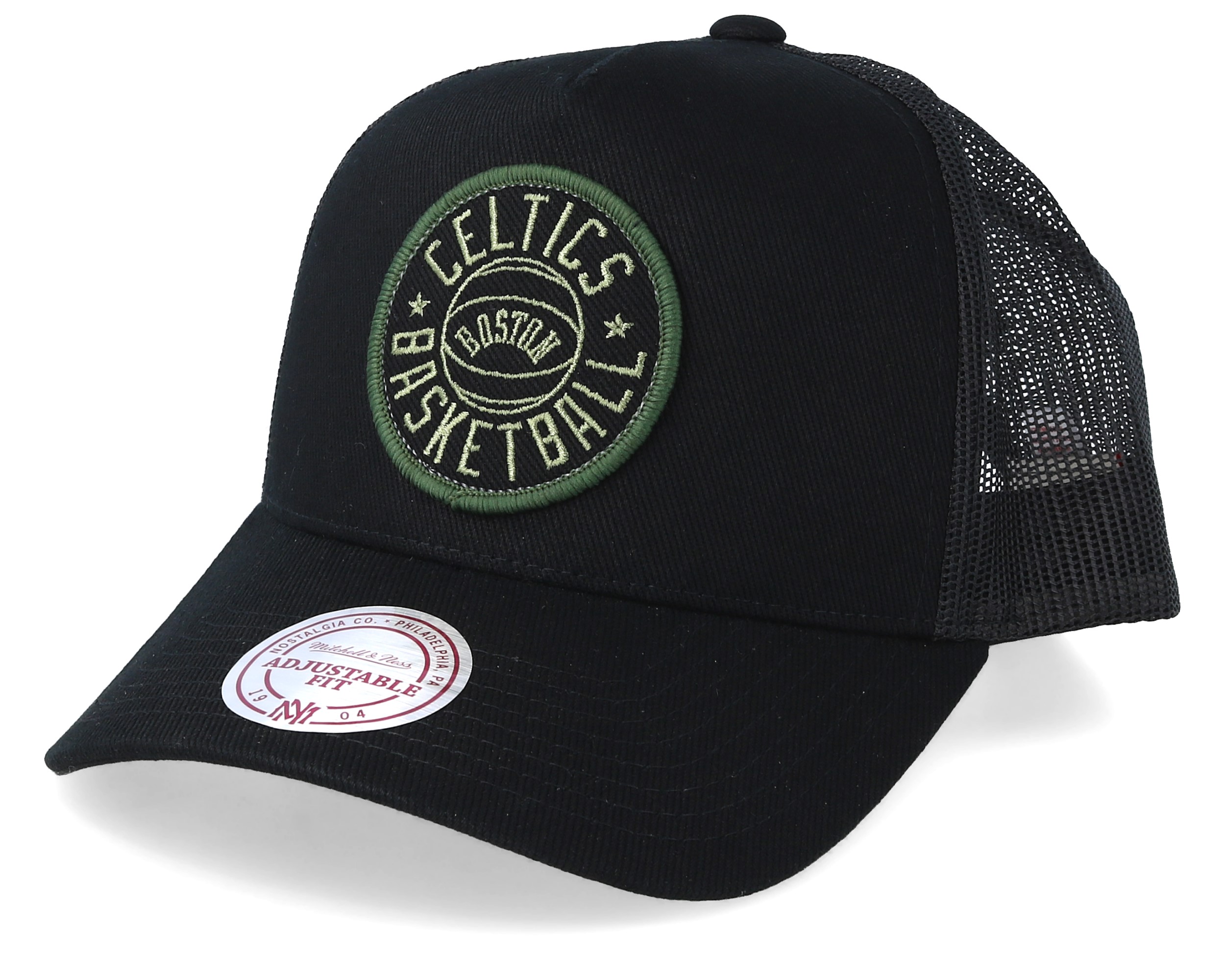 Boston Celtics Team Patch Black/Red Trucker Mitchell & Ness caps