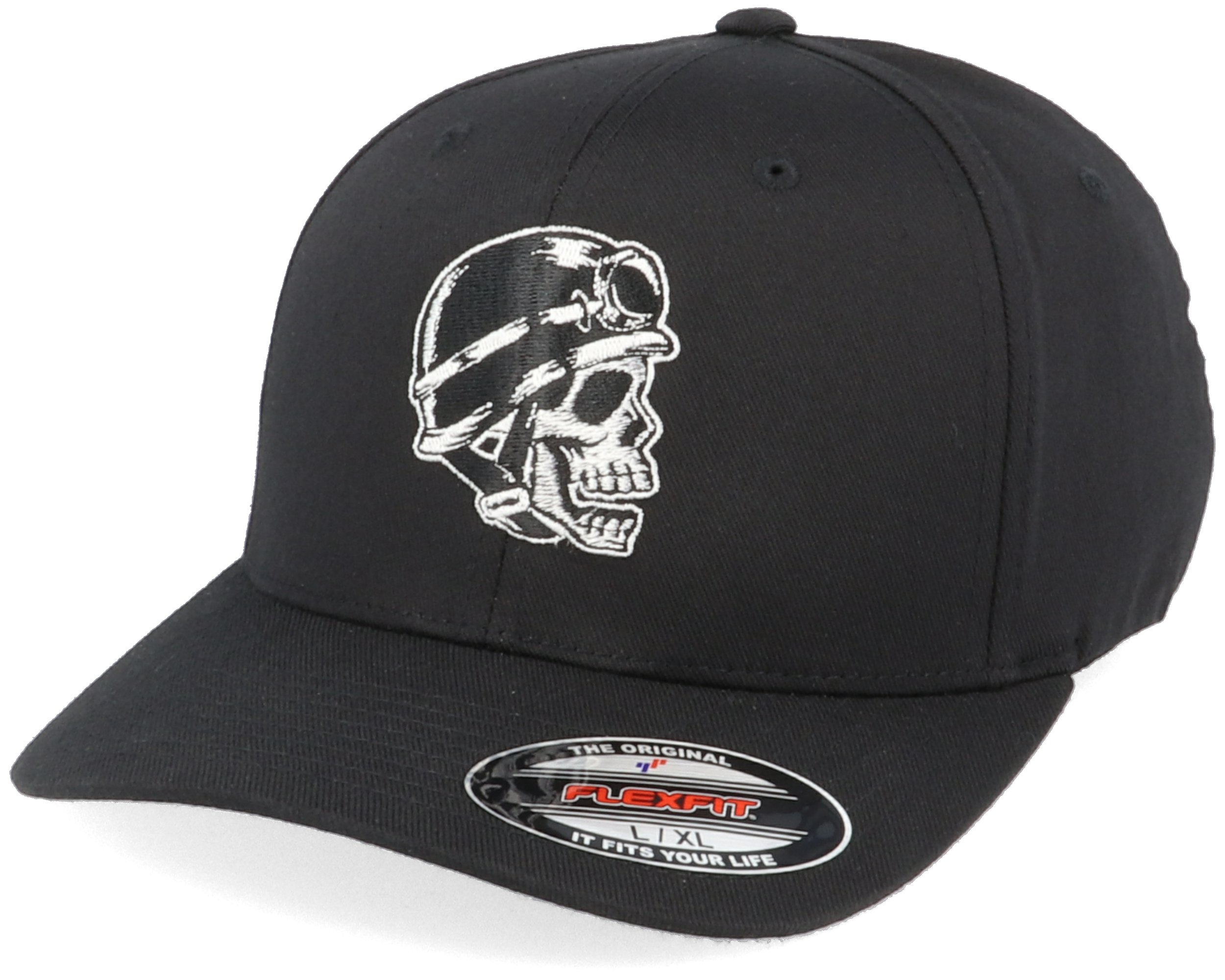 Biker Skull Black Flexfit Born To Ride caps Hatstore.co.uk