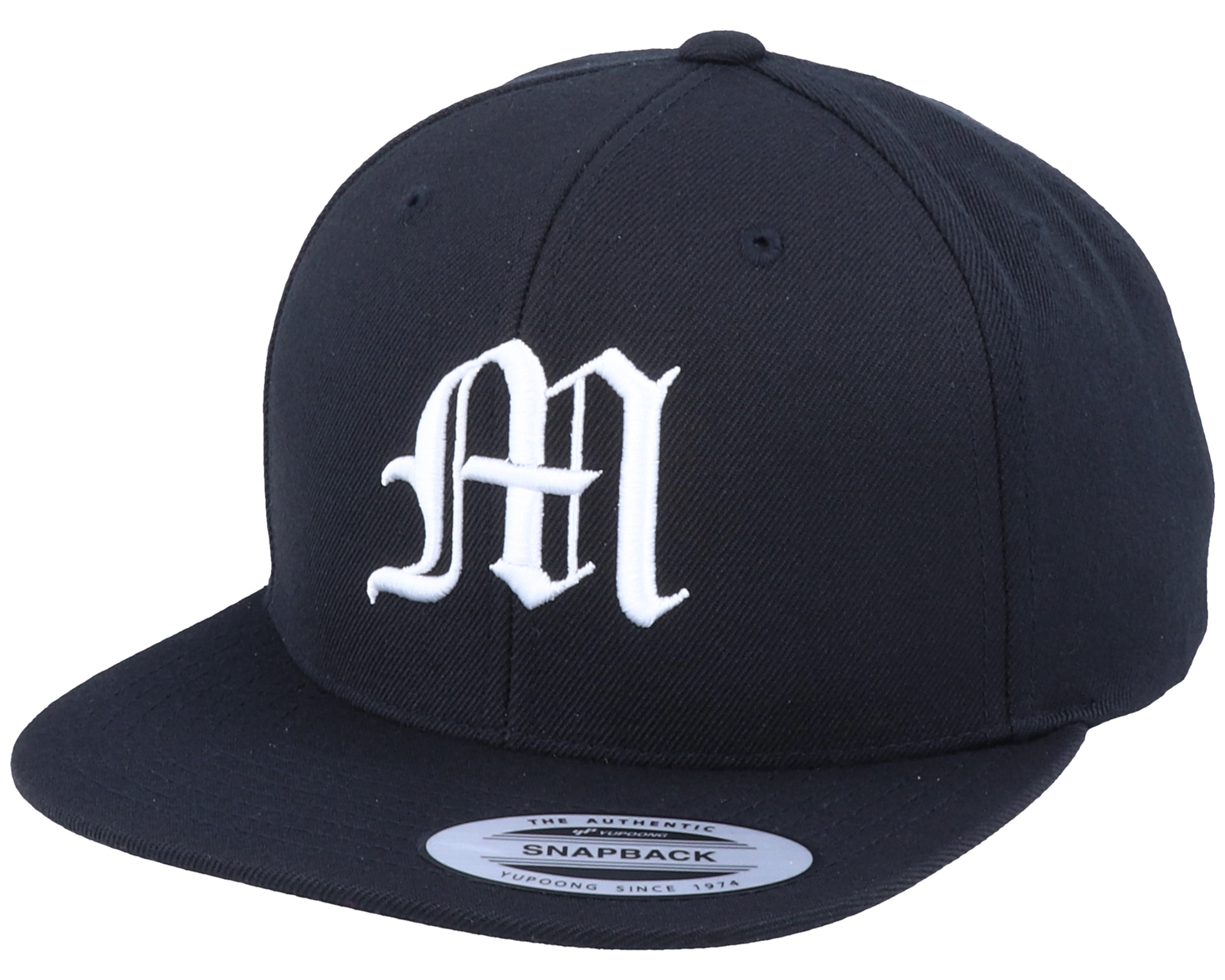 M Letter 3D Black Snapback - Iconic caps - Hatstoreworld.com