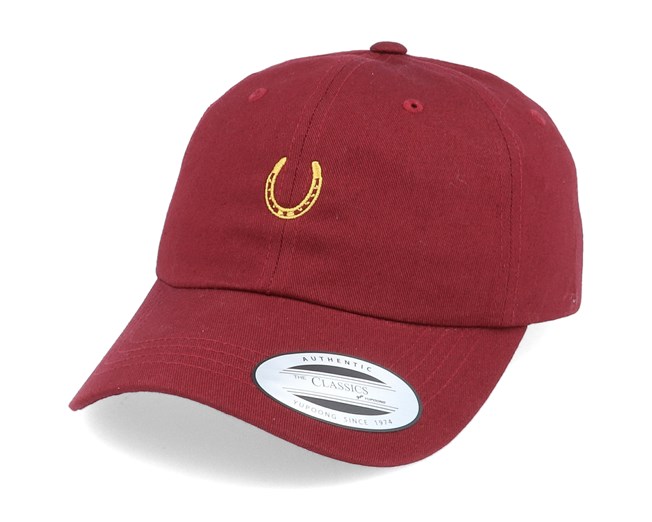 Lucky Horse Shoe Maroon Dad Cap 